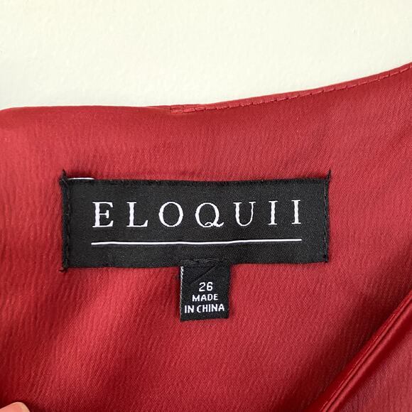 NWT Eloquii Twist Front Satin Midi Dress Red Size 26 - Picture 4 of 9
